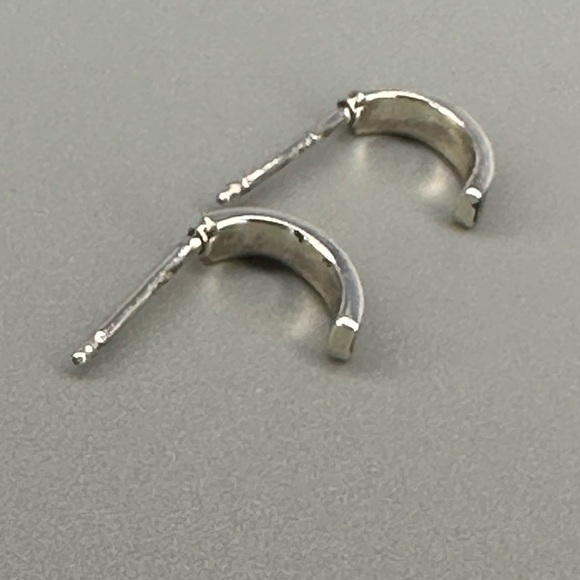 Chic Sterling Silver Tiny Huggie Hoops - Delicate Half Hoop Earrings - Picture 4 of 16